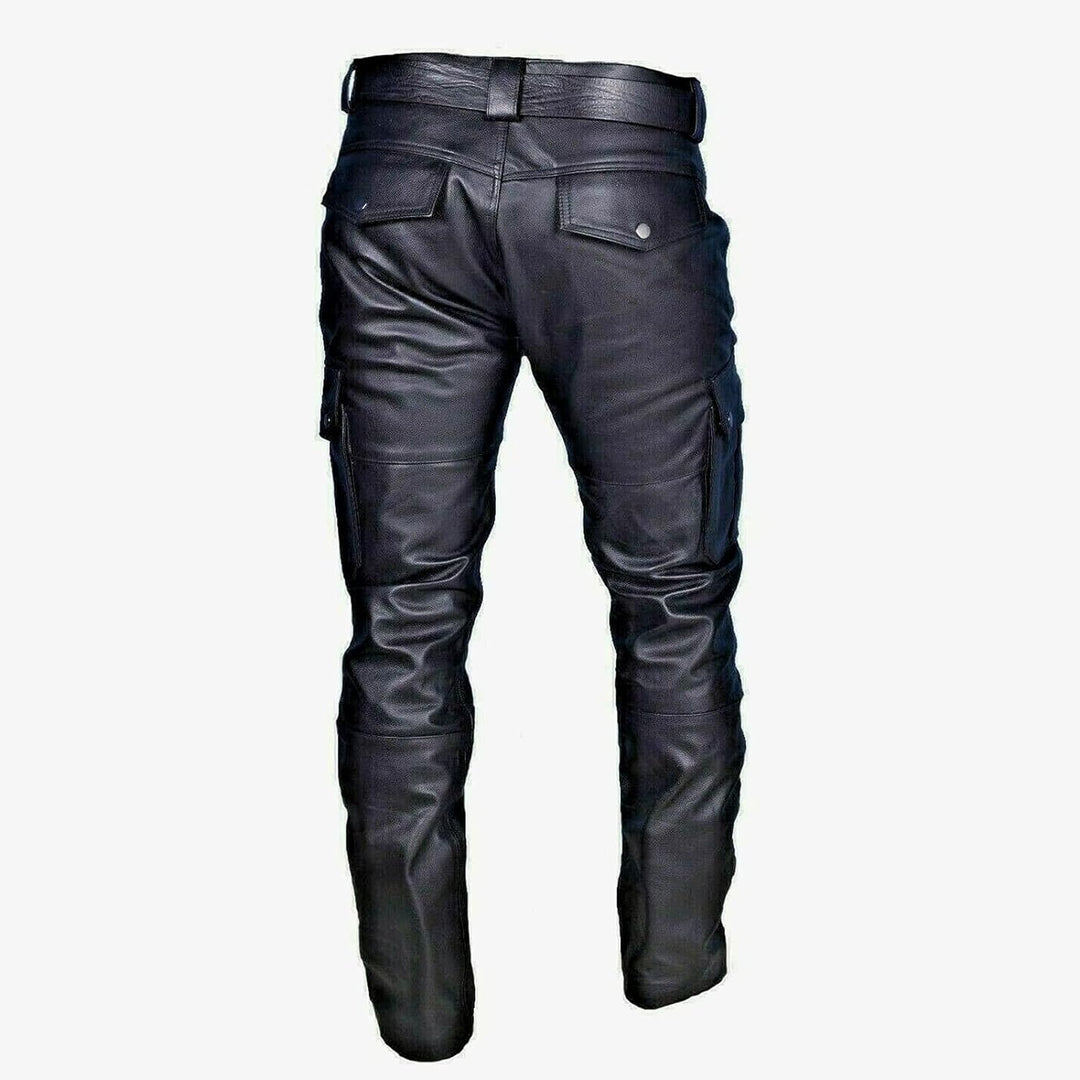 Men'S Leather Pants Streetwear Hip Hop Cargo Joggers for Men Tactical Gothic Street Style Biker Pants