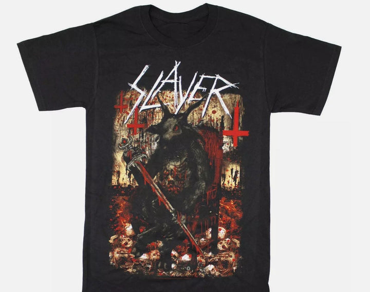 Men S Slayer Baphomet 2018 World Tour Tee T-Shirt Black