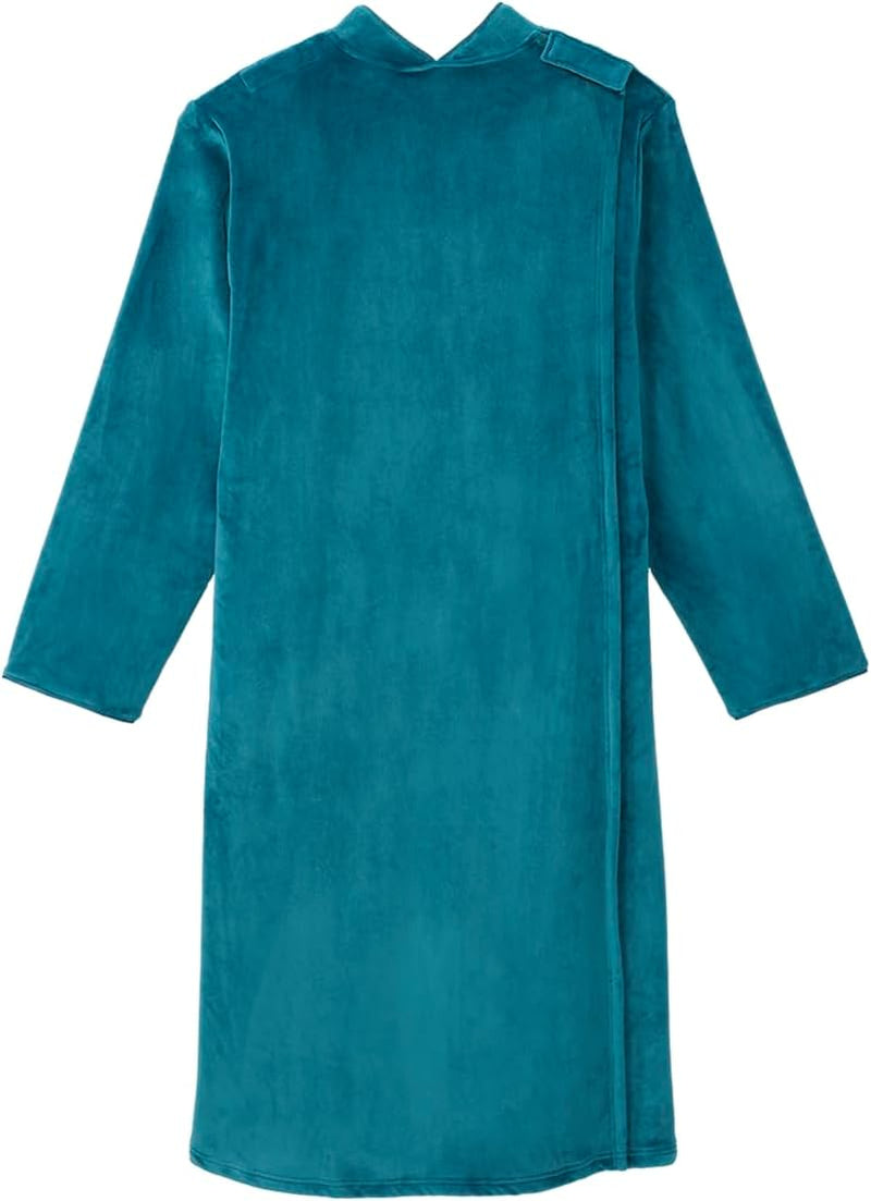 Women’S Open Back Adaptive Plush Nightgown with Zip Front