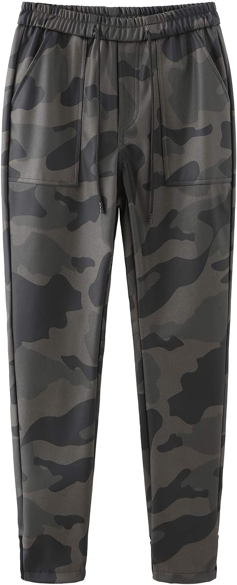 Men`S Faux Leather Joggers PU Motorcycle Harem Sweat Pants