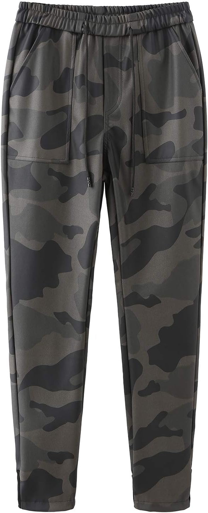 Men`S Faux Leather Joggers PU Motorcycle Harem Sweat Pants