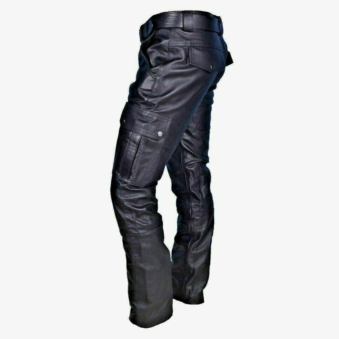 Men'S Leather Pants Streetwear Hip Hop Cargo Joggers for Men Tactical Gothic Street Style Biker Pants