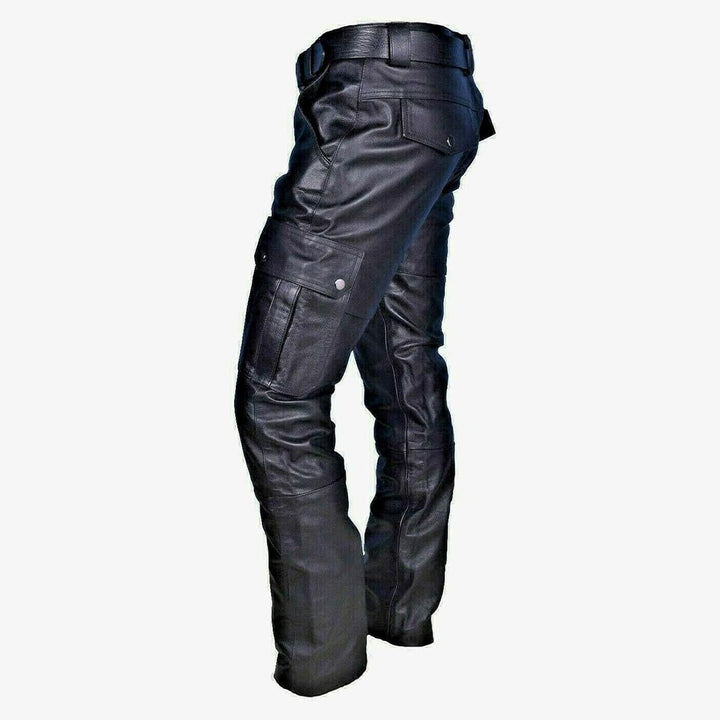 Men'S Leather Pants Streetwear Hip Hop Cargo Joggers for Men Tactical Gothic Street Style Biker Pants