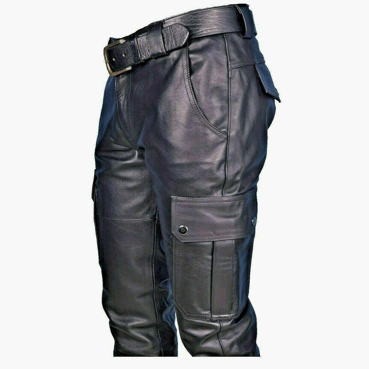 Men'S Leather Pants Streetwear Hip Hop Cargo Joggers for Men Tactical Gothic Street Style Biker Pants